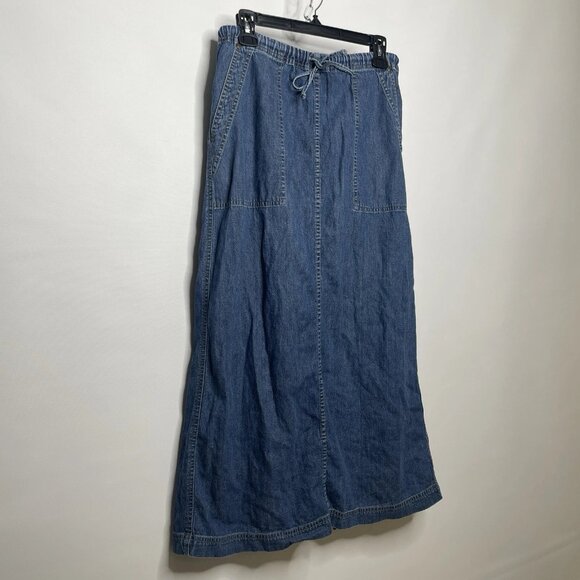 Vintage 80s/90s Liz Claiborne Maxi Cargo Skirt Size 4 PETITE Blue Denim Lizwear - Picture 3 of 6